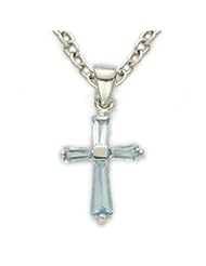 .925 Sterling Silver December Turqoise Birthstone Baby Cross Pendant Necklace Birthstone Jewelry Birthstone Baby Cross Pendant Necklaces Gift Boxed w/Chain Necklace 13" (Including Lobster Claw) Gift Boxed