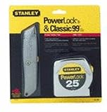 Stanley 90-082 25-Foot PowerLock Tape Rule with 6-Inch Classic 99 Retractable Knife Set