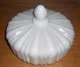 Vintage Anchor Hocking Milk Glass Covered Candy Dish w/ Lid - 6 3/4 Inch