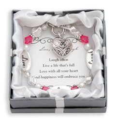 Childrens Toyshop  Jewelry : Clearly Charming Live, Love, Laugh Silver & Crystal Expressively Yours Bracelet