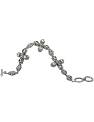 925 Silver & Blue Topaz Celtic Cross Bracelet with 18k Gold Accents- 7.5 IN