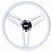Classic Series Classic Style Steering Wheel 14.5 in. Diameter 2.75 in. Dish White Gloss Vinyl Grip Equally Spaced 3-Spoke