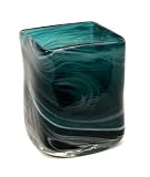 Unique Hand Blown Glass Vase / Candle Holder - Deep Blue Swirl