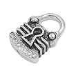 Sterling Silver Pendant - Padlock - Clear Cubic Zerconia - 21mm Height