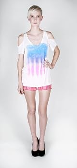 COLD SHOULDER SHIRT USA FLAG