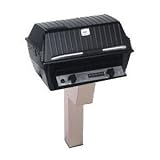 Broilmaster T3CW Deluxe Propane Gas Grill With Stainless Control Panel On Stainless In-Ground Post