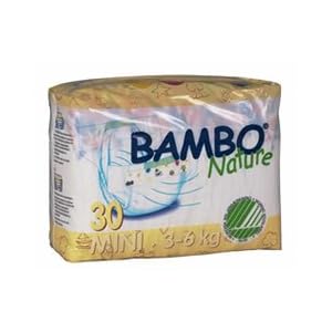 Bambo Nature® Eco-Friendly Baby Diapers - Size 2 - Mini - Fits 6.6 to 13 lbs - 30/Bg
