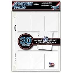 BCW 30 (Thirty) 9-Pocket Pages For Baseball Cards, Football Cards, etc (fits into 3-Ring Notebook) Made in U.S.A