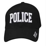Zan Headgear Zan Cap Police, Black Cap, Black, 3-D Embroidered, Police