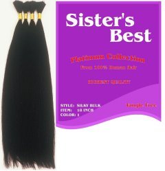 Sisters Best Human Braiding Hair Silky Straight 18 inch - Color F1B-M - Off Black with Burgundy