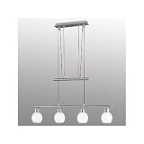 TRIO-Leuchten 373810407 ES-JoJo-Pendel, inklusiv 4 x E14, 11W, Spirale, Breite 78 cm, Nickel matt, Glas opal matt, ø 10 cm