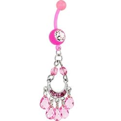 Bioplast Pink Chain Beaded Chandelier Belly Ring