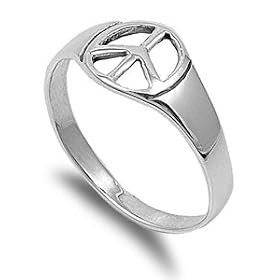 Sterling Silver Ring - Peace Sign - size 4: Jewelry