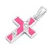 Sterling Silver Pendant - Pink / Clear Cubic Zirconia - Cross - Latin - 15mm Height