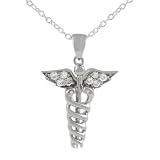 Sterling Silver Medical Symbol CZ Necklace