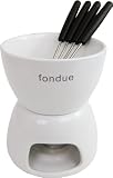 from ProdBuy Limited Modern White Ceramic Chocolate Cheese Fondue Set with 4 Forks & Tealight Candle