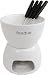 from ProdBuy Limited Modern White Ceramic Chocolate Cheese Fondue Set with 4 Forks & Tealight Candle