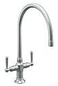KOHLER K-7341-4-BS HiRise Stainless Two Handle Kitchen Sink Faucet, Brushed Stainless