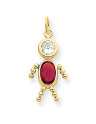 14k Yellow Gold January Boy Male CZ Birthstone Kid Charm Pendant