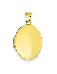 14K Yellow Gold Plain Oval Locket Pendant Jewelry