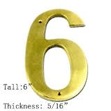BOLTON 6 Inch Solid Brass House Number Available 0-9 Price Is For EACH Number. Please Send Us An Email To Let Us Know What Number You Need