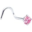Pink Cubic Zirconia Nose Screw