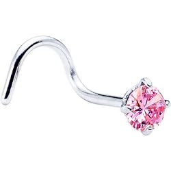 Pink Cubic Zirconia Nose Screw
