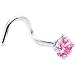 Pink Cubic Zirconia Nose Screw