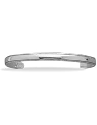 Polished Cuff with Beaded Edge, Sterling Silver