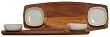 Wood Double Dip Tray 16" x 6" With 3.5"D Ceramic Bowls