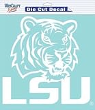 LSU Tigers Die-Cut Decal - 8"x8" White permanent adhesive logo fine detail transfer tape