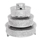 Benzara 15947 Set of 4 Polished Aluminum Round Cake Plateaus