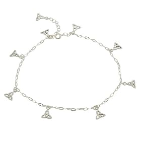 Sterling Silver Triquetra Charm Anklet