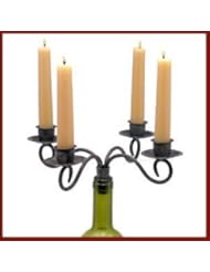 Lighting: Wine Bottle Stopper Taper Candle Candleabra Black Scroll-4 Arms - DEI