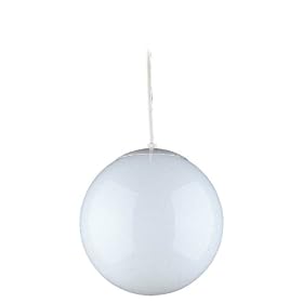Sea Gull Lighting 6024-15 Single-Light Globe Pendant, White with Opal Glass