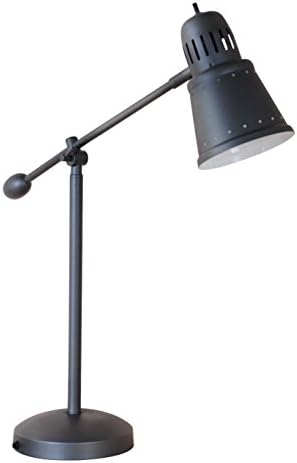 20" Distressed Traditional Task Lamp with Swing Arm and Bell Shade in Grey
