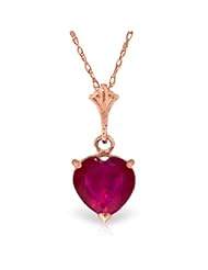 14K Gold Heart-shaped Natural Ruby Pendant Necklace