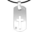 31OoKkS2DkL. SL160  Cross Dog Tag Pendant with Diamond in Sterling Silver