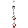 Ruby Red Gem Chain Dangle Cherry Belly Ring