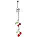 Ruby Red Gem Chain Dangle Cherry Belly Ring