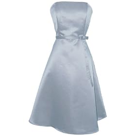 50's Strapless Satin Formal Bridesmaid Prom Dress Holiday Gown