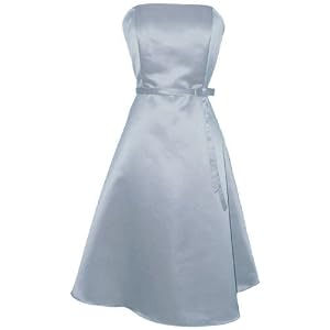 50's Strapless Satin Formal Bridesmaid Prom Dress Holiday Gown