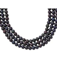Sterling Silver 8-8.5mm FW Cult. Pearl Black Necklace