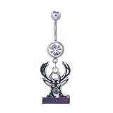 Milwaukee Bucks 316L Stainless Steel Belly Ring with Cubic Zirconia - 14G - 5/8 Inch Bar Length - Sold Individually