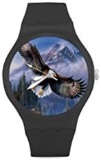 Special Design American Pride the Bald Eagle Pattern, Cool Eagle Custom Unisex Round Rubber Sport Watch, Special Design, 100% Plastic Quartz