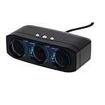 ミラリード 3連延長ソケット(ラインストーン) ブラック 離れた場所にも電源を ラインストーンとブルーイルミネーションで幻想的に BK-680