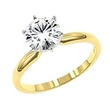 Gorgeous! Women's 14k White-gold Head Yellow-gold Shank Round (3/4 CT ) 6MM Moissanite Solitaire Engagement Ring