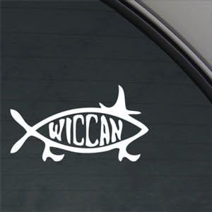 Wiccan Fish Witch Wicca White Sticker Decal Car Window Wall Macbook Notebook Laptop Sticker Decal