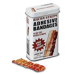 Bacon Stripes Adhesive Bandages, 15Pk, with Toy