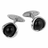 Masini Black Murano Glass Sterling Silver Cufflinks